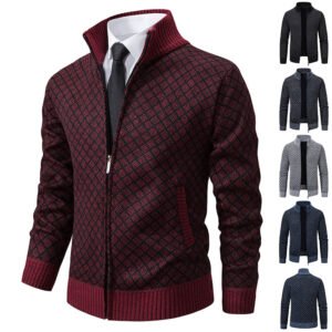 Nordic Plaid Zip Jacket – Winter Knit Edition
