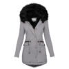 Women's Plush Hooded Parkas Winter Warm Thick  Zip-up Jackets Casual Mid-length Solid Buckle Pockets Coat Outerwear Clothing