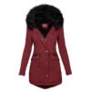 Women's Plush Hooded Parkas Winter Warm Thick  Zip-up Jackets Casual Mid-length Solid Buckle Pockets Coat Outerwear Clothing