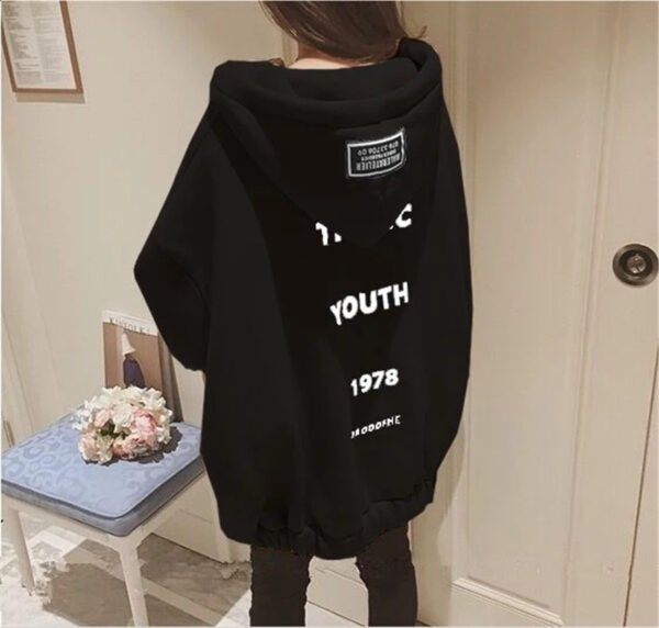 Loose Hooded Oversized Zipper Thickened Plus Fleece Sweater