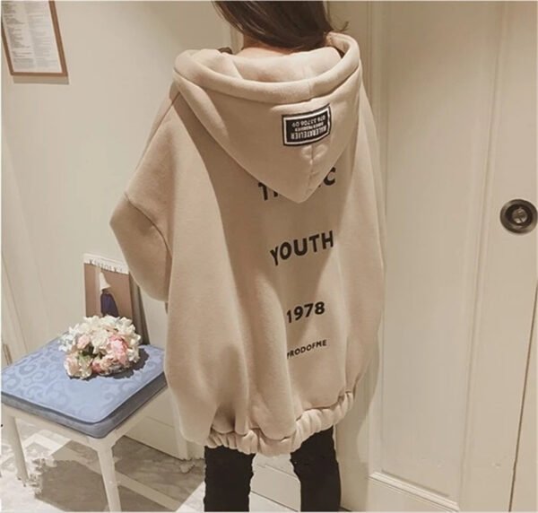Loose Hooded Oversized Zipper Thickened Plus Fleece Sweater
