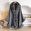 Oversized Loose Irregular Fur Collar Cape Shawl