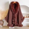 Oversized Loose Irregular Fur Collar Cape Shawl