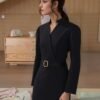 Slim-fitting Casual Suit Dress V-neck Long-sleeved Dresses Commuting Office Clothing For Women