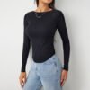 Autumn And Winter New Women's Clothing Popular Fashion Casual Slim-fit High-elastic Knitted Long-sleeve T-shirt