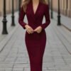Double-breasted Blazer Dress Fashion Slim-fitting Hip-wrapped Lapel Long-sleeved Dresses Office Commuting Long Jacket Outwear For Women's Clothing