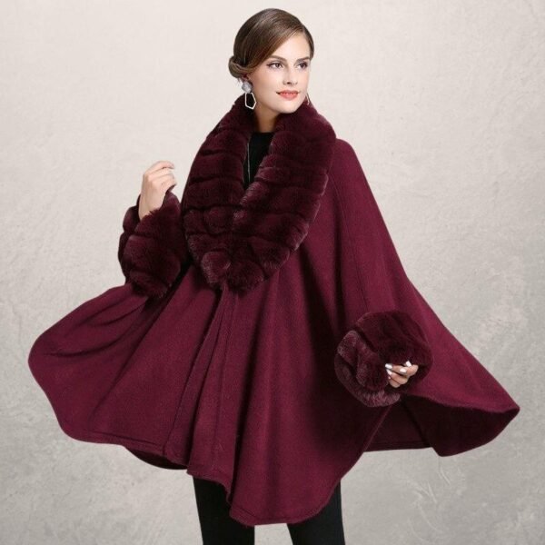 Oversized loose fox fur collar knitted cardigan