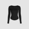 Autumn And Winter New Women's Clothing Popular Fashion Casual Slim-fit High-elastic Knitted Long-sleeve T-shirt