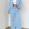 Women's Sports Suits Zipper Jacket And Wide Leg Pants Two-piece Set