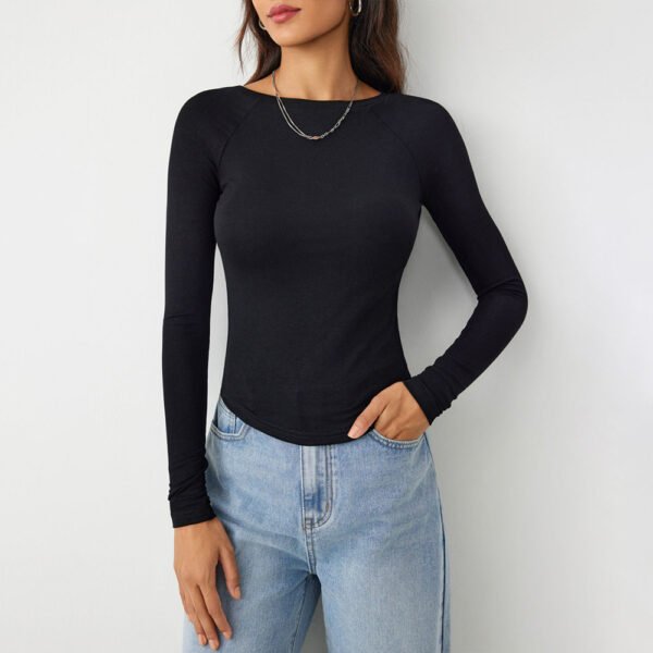 Autumn And Winter New Women's Clothing Popular Fashion Casual Slim-fit High-elastic Knitted Long-sleeve T-shirt