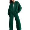 Women's Sports Suits Zipper Jacket And Wide Leg Pants Two-piece Set