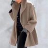 Women's Trendy Clothes Multi-color Round Neck Loose Sweater Woolen Coat Solid Casual Coat For Autumn And Winter