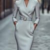 Slim-fitting Casual Suit Dress V-neck Long-sleeved Dresses Commuting Office Clothing For Women
