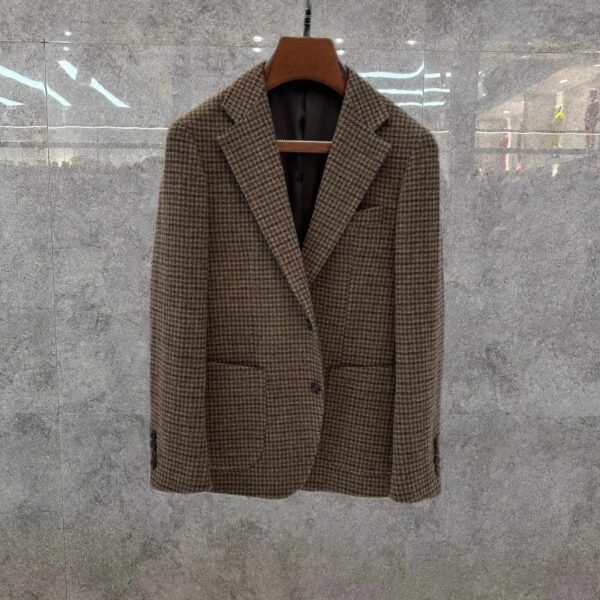Men's Versatile Classic Plaid Wool Suit Jacket For Commuting