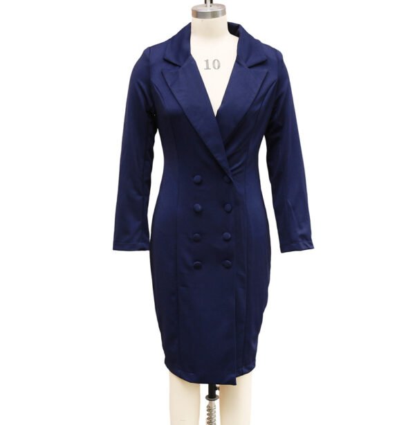 Double-breasted Blazer Dress Fashion Slim-fitting Hip-wrapped Lapel Long-sleeved Dresses Office Commuting Long Jacket Outwear For Women's Clothing