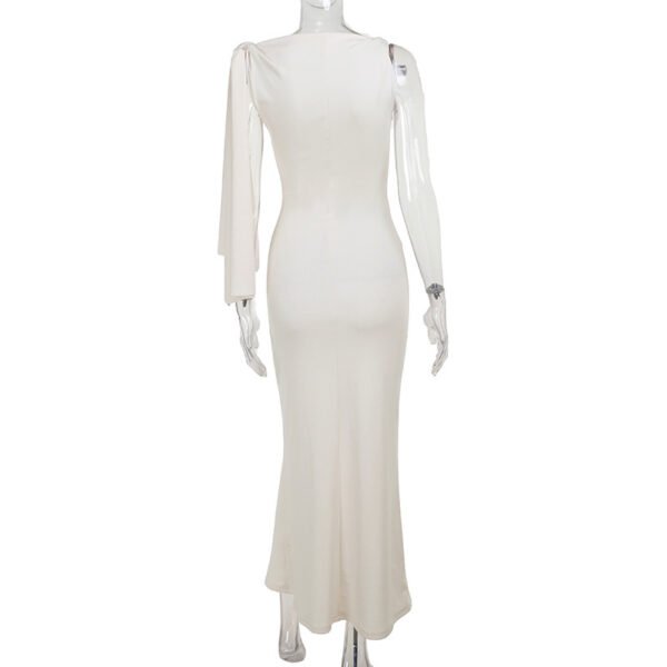 One-shoulder Ribbon Long Dress Ins Fashion Slim Sleeveless Dresses For Evening Party Club Clothing Women