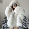 Hooded Oversized Furry Top For Autumn And Winter