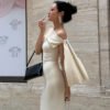 One-shoulder Ribbon Long Dress Ins Fashion Slim Sleeveless Dresses For Evening Party Club Clothing Women