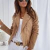 Zip-up Lapel Jacket With Pockets Ins Fashion Long Sleeve Short Tops Women's Clothing