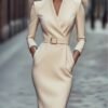 Slim-fitting Casual Suit Dress V-neck Long-sleeved Dresses Commuting Office Clothing For Women