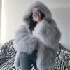 Hooded Oversized Furry Top For Autumn And Winter