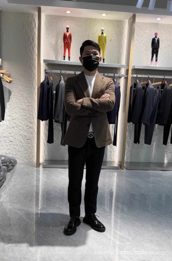 Men's Versatile Classic Plaid Wool Suit Jacket For Commuting