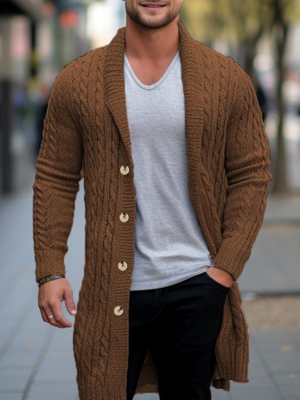 Heritage Twist Cardigan – Mid-Length Wool Edition