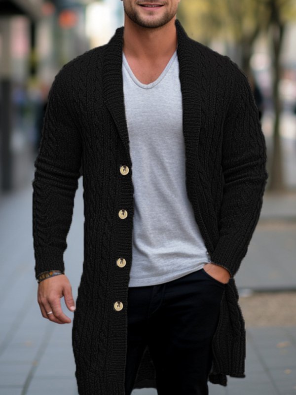 Heritage Twist Cardigan – Mid-Length Wool Edition
