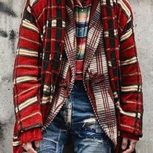 Modern Plaid Knit Cardigan – Soft Weave Edition