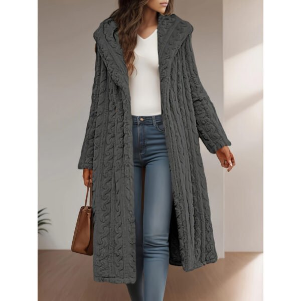 Fashion Long Solid Color Long Sleeve Hooded Wool Women's Coat