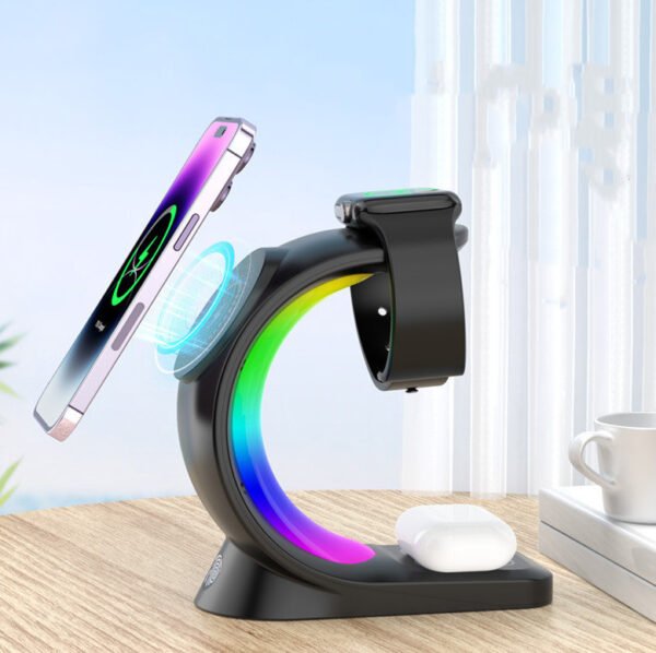 4-in-1 Magnetic Wireless Charging Station with Ambient LED Light