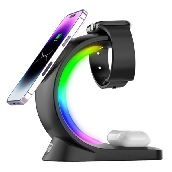 4-in-1 Magnetic Wireless Charging Station with Ambient LED Light