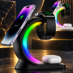 Solenne — 4-in-1 Magnetic Wireless Charging Station with Ambient LED Light