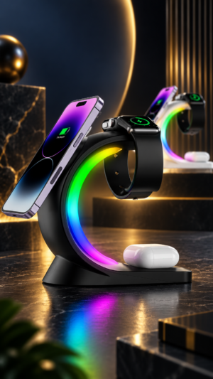 Solenne — 4-in-1 Magnetic Wireless Charging Station with Ambient LED Light
