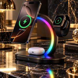 Solenne — 4-in-1 Magnetic Wireless Charging Station with Ambient LED Light