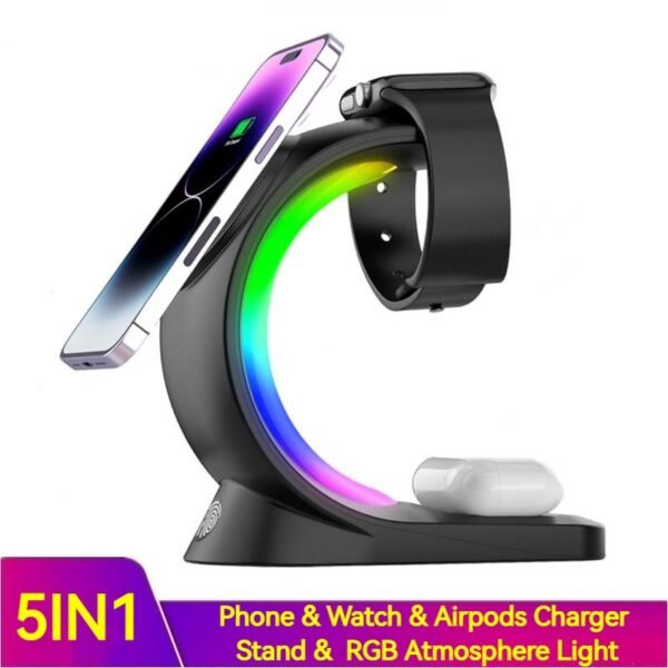 4-in-1 Magnetic Wireless Charging Station with Ambient LED Light