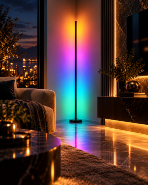05_Dark_Cinematic_Tech Lumora — RGB Floor Lamp – Smart LED Corner Light