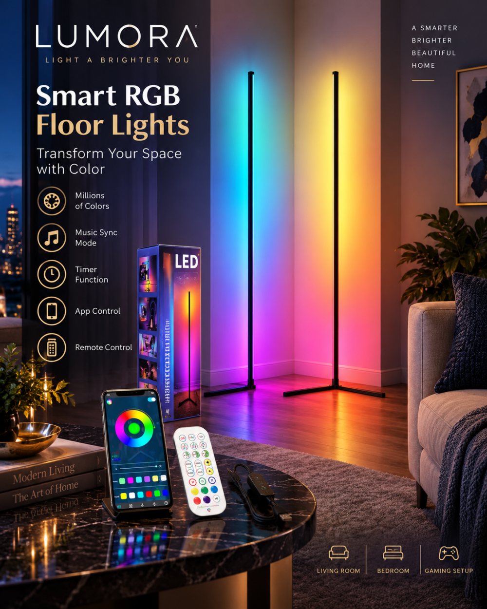 Lumora — RGB Floor Lamp – Smart LED Corner Light