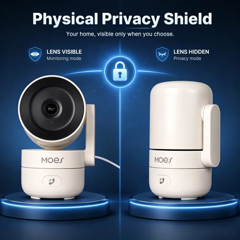 Lumora 4MP indoor WiFi security camera with physical privacy shutter 2