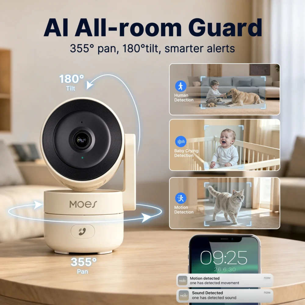 Lumora 4MP indoor WiFi security camera with physical privacy shutter 6
