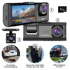 Lunaris dual-lens dash camera mounted on windshield showing 1080P recording