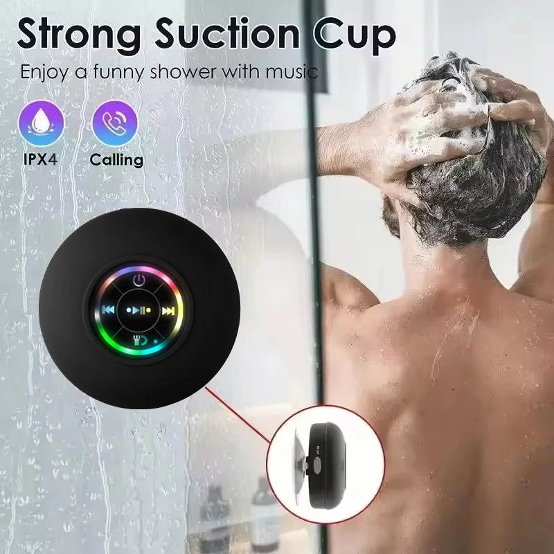 Meliora waterproof Bluetooth speaker with suction cup mounted on tile 3