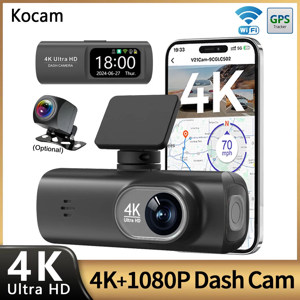 Nexora 4K dash cam with front and rear cameras, WiFi and GPS 2