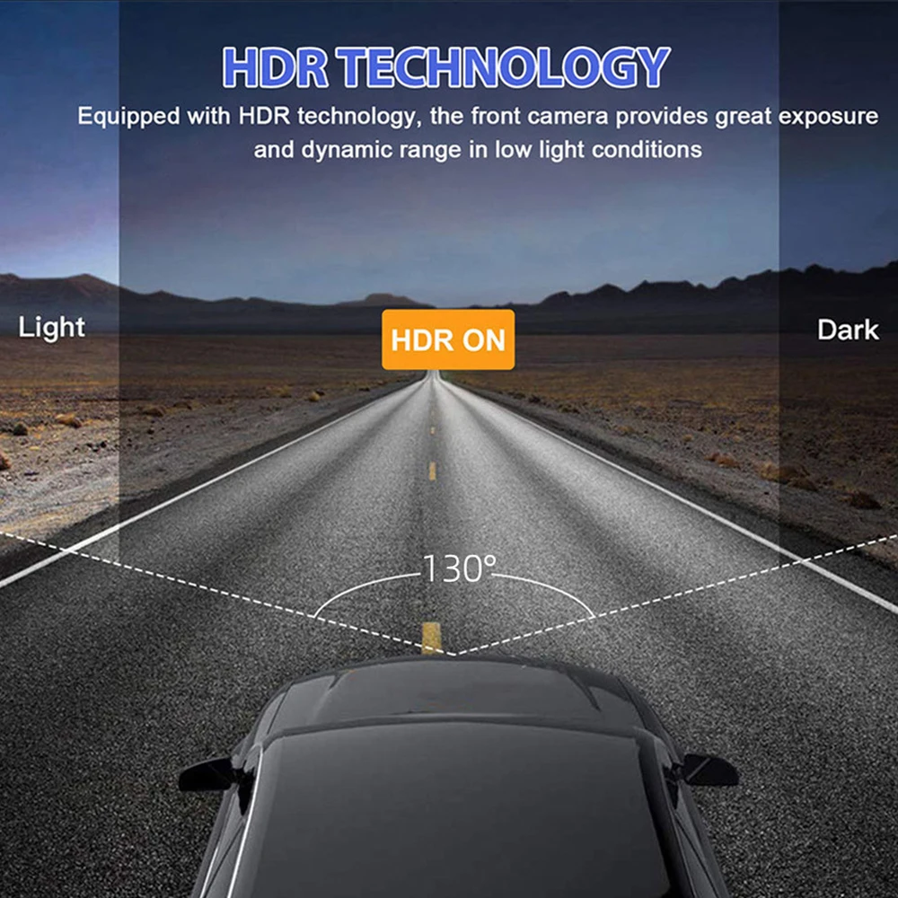 Lunaris dual-lens dash camera mounted on windshield showing 1080P recording 6