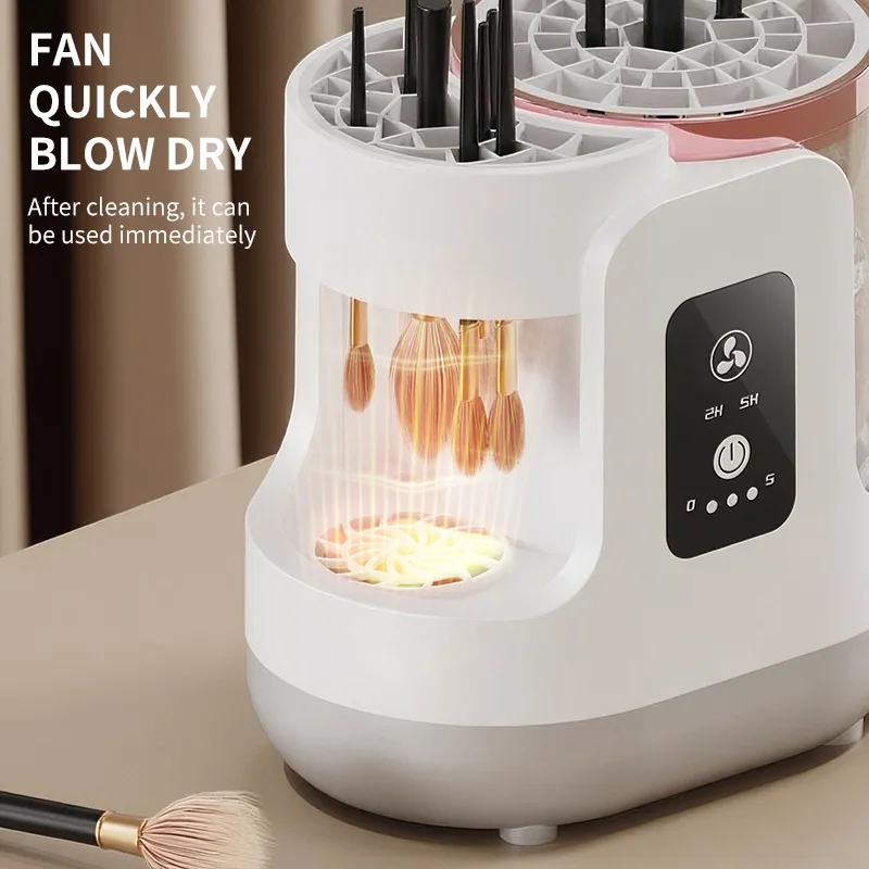 S4a31db35d3b6480cb1bbd6be7610df96V.webp White electric makeup brush cleaner BD-228S with silicone cleaning bowl and USB cable 3
