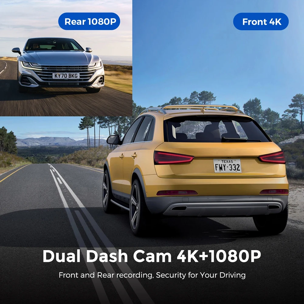 Nexora 4K dash cam with front and rear cameras, WiFi and GPS 4
