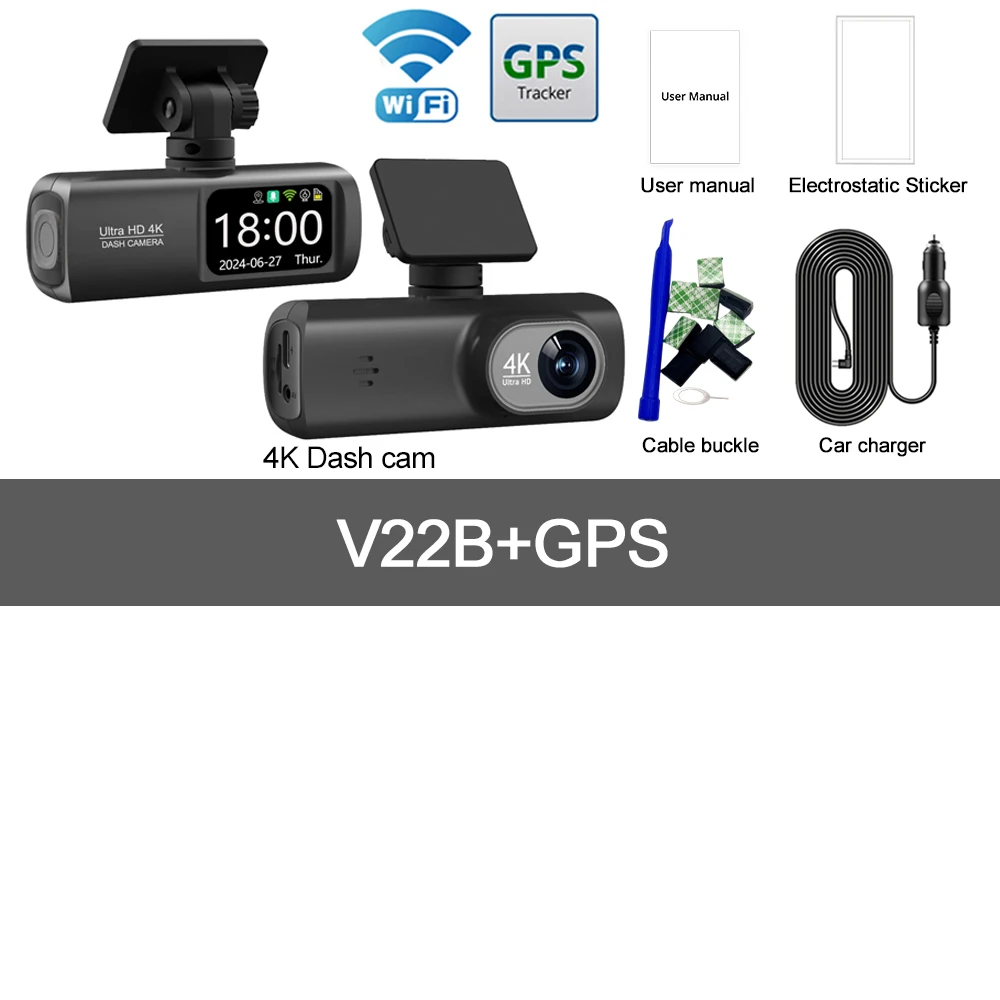 Nexora 4K dash cam with front and rear cameras, WiFi and GPS 9