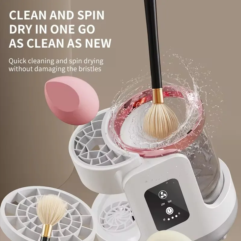 Sc8a00f75ff6340a3bc6147b2db1eb76aB.webp White electric makeup brush cleaner BD-228S with silicone cleaning bowl and USB cable 6