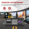 Lunaris dual-lens dash camera mounted on windshield showing 1080P recording 4