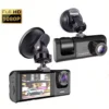 Lunaris dual-lens dash camera mounted on windshield showing 1080P recording 8